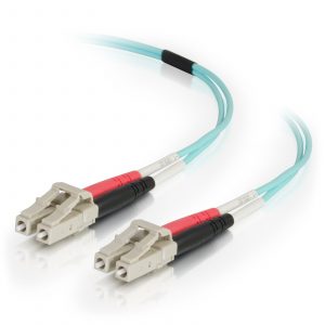 C2G 1m LC-LC 50/125 OM4 Duplex Multimode PVC Fiber Optic Cable - Aqua